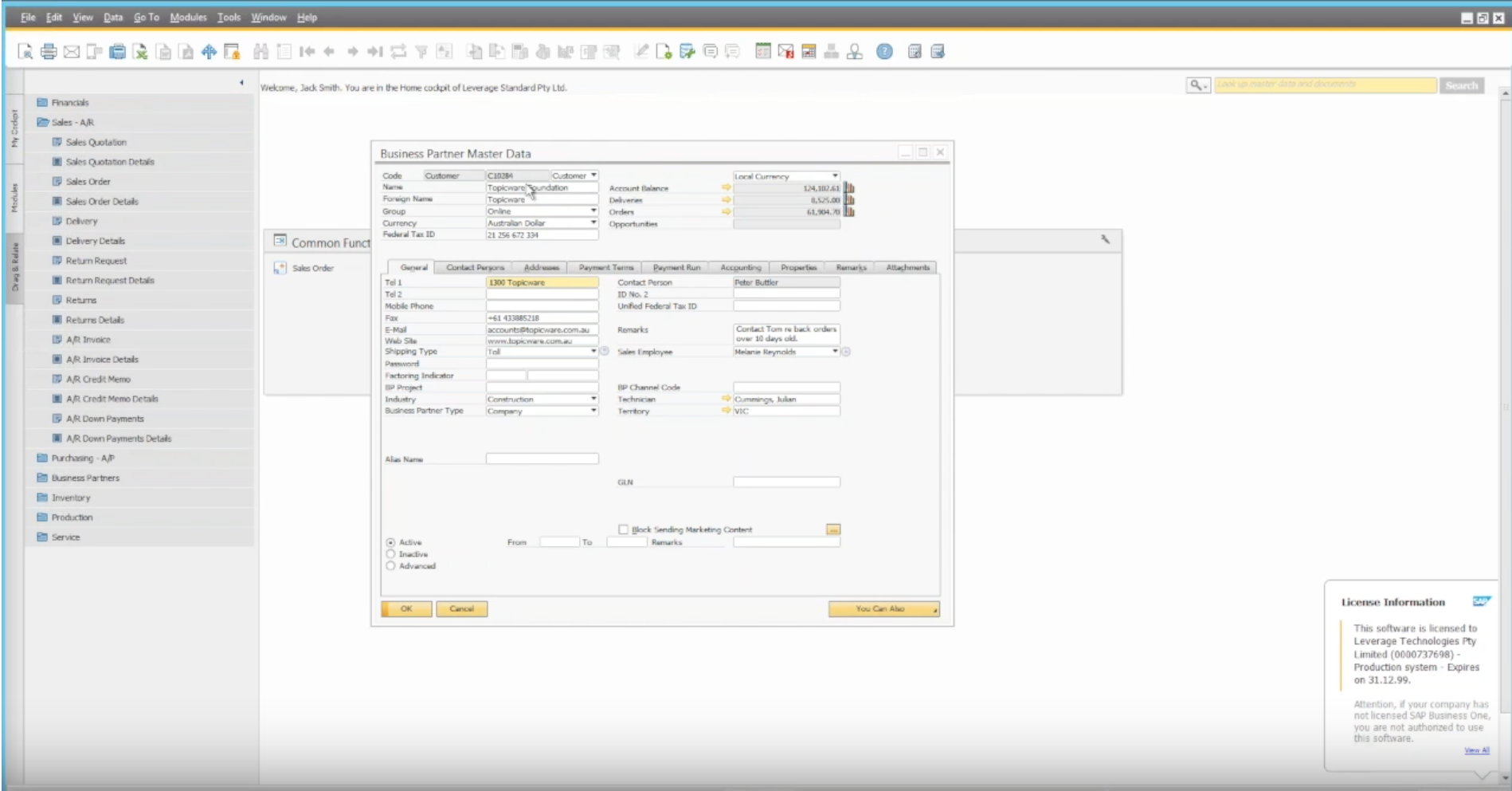Managing sales orders in SAP Business One