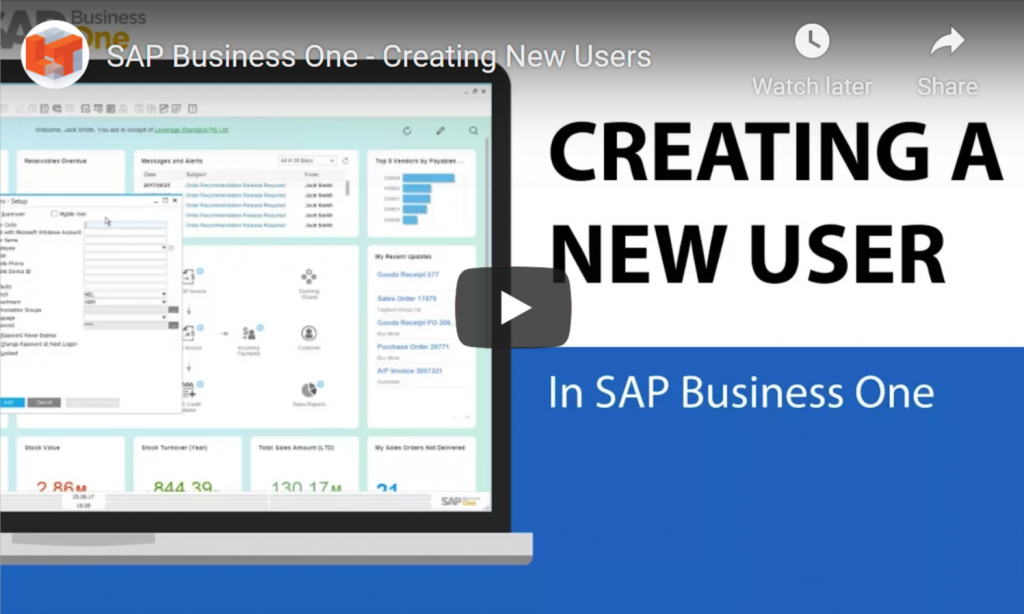 Creating a new user in SAP Business One