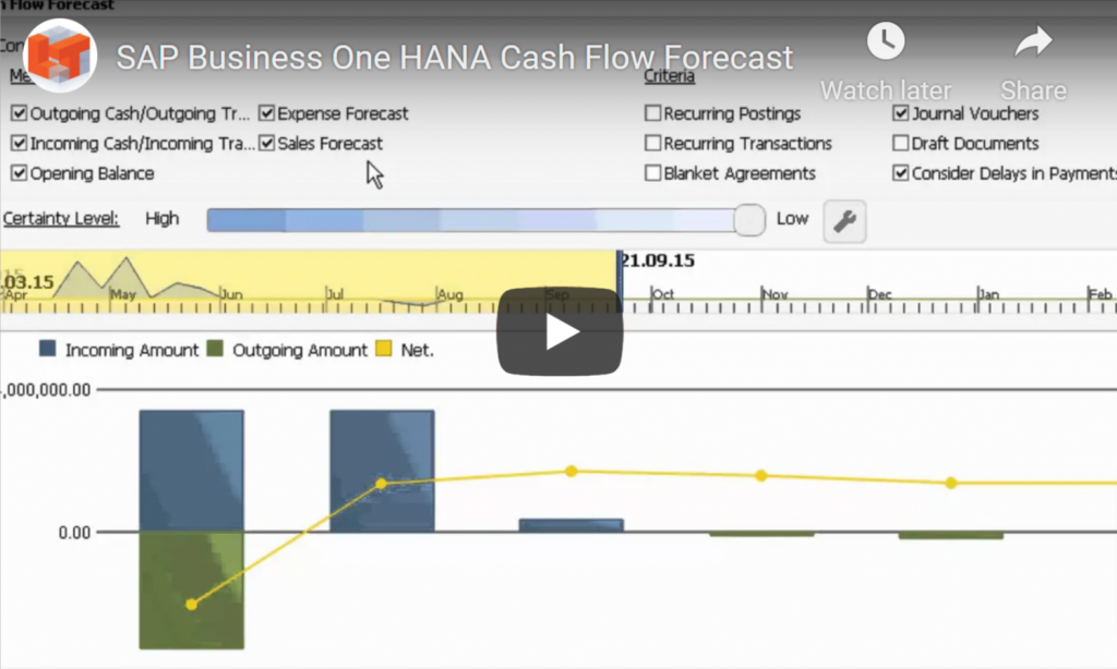 SAP Business One HANA Cash Flow Forecast