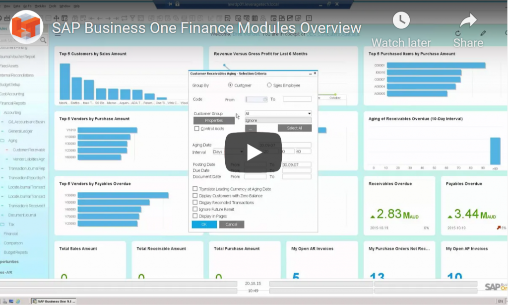 SAP Business One HANA Finance Modules