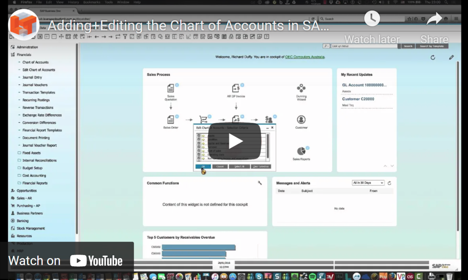 Add and edit chart of accounts in SAP B1