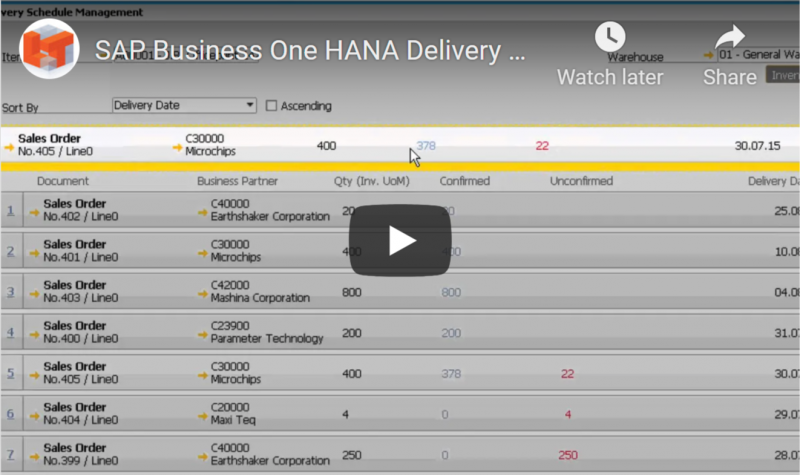 SAP B1 Delivery Schedule Management